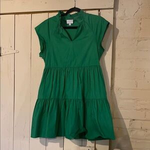 Sugarlips Green Cotton Ruffle Dress – Flirty, Cute, Casual & Comfy